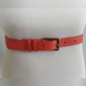 J. CREW Skinny Orange Leather Belt Brass Buckle Sz Small  - 61930EUC